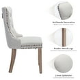 thumbnail image 5 of ODUSE-DAILY Beige Linen Dining Chairs Set of 6, Kitchen & Dining Room Chairs, Nailheads Tufted Chair, Sillas De Comedor, Fabric Upholstered, Wood Legs (Beige, 6 Pcs), 5 of 12