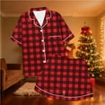 thumbnail image 7 of Womens Pajama Set Oversized Plaid Print Lightweight Pajamas Sets Casual Collared Short Sleeve Sleepwear with Shorts Summer Pjs for Women, 7 of 7