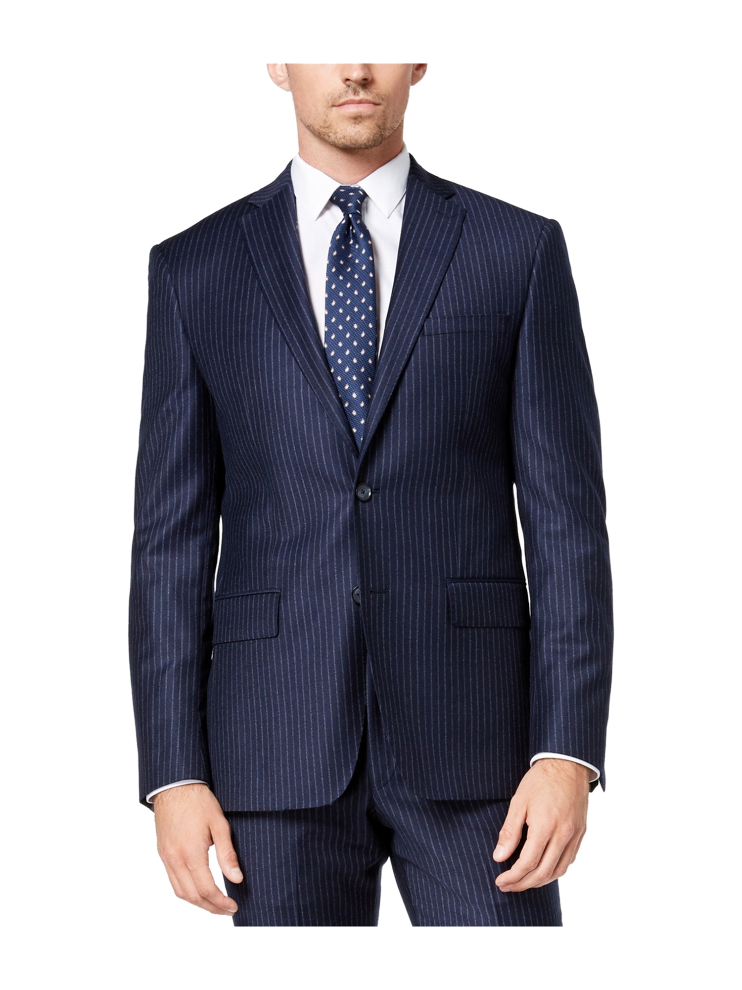 DKNY Mens Derek Chalk Stripe Two Button 