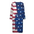 thumbnail image 4 of Yuyamidu American Flag Women Long Sleeve Zipper Bathrobes Ladies Robe Sleepwear Trendy Long Spa Robes Size XL Lightweight Mid-Calf Length Nightgown with Pockets, 4th of July, 4 of 7