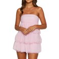 thumbnail image 2 of Elippeo Women's Tube Top Dress Strapless Solid Color Ruffle Hem Mini Party Dress Slim Fit Tiered Dress, 2 of 10