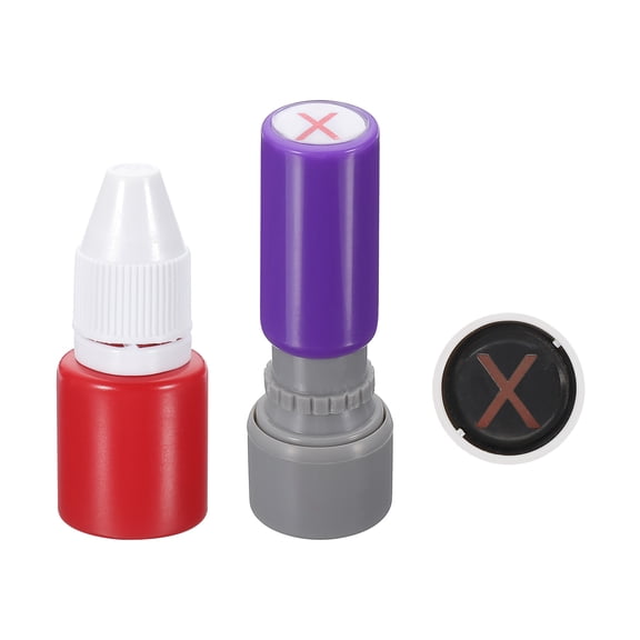 Uxcell 10mm Letter Stamps, O-Alphabet Stamps Mini Self Inking Stamps Plastic Ink Set, Red Ink, Purple Shell