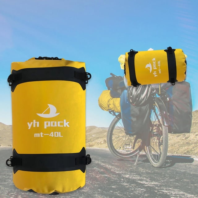 Bolsa de lona impermeable de gran capacidad para cuadro de motocicleta, para hombres y mujeres, bolsa trasera para asiento de motocicleta, para viajes amarillo 40L