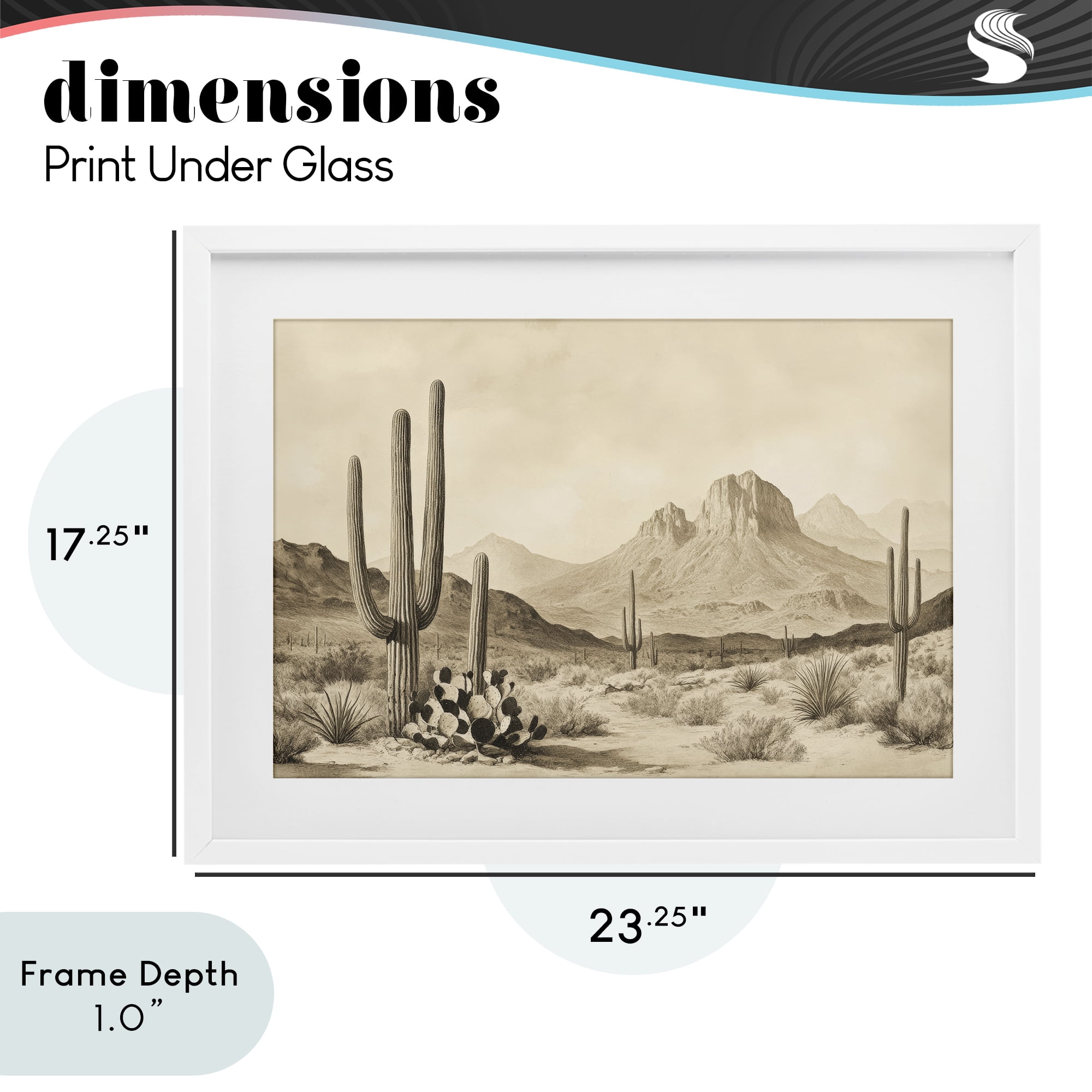 Stupell Industries Arizona Desert Vista White Framed Print Under Glass, design by Petal Prints Design