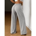 thumbnail image 6 of Women’s Solid Wide-Leg Pants, Elastic Waist Drawstring Lounge Trousers, High-Comfort Casual Loose Fit Pants, Lightweight Everyday Relaxed Fit Bottoms, 6 of 7