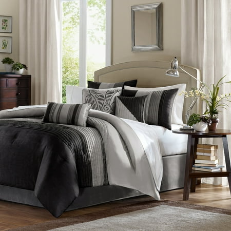 UPC 675716382650 product image for Home Essence Salem 7 Piece Comforter Set  King  Black | upcitemdb.com