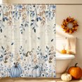 thumbnail image 5 of Blue Pumpkins Fall Shower Curtains for Bathroom, Thanksgiving Eucalyptus Leaves Weeping Autumn Waterproof Fabric Shower Curtain, Decorative Bathroom Curtain for Bathtub, 72"x72", No Hooks Included, 5 of 9