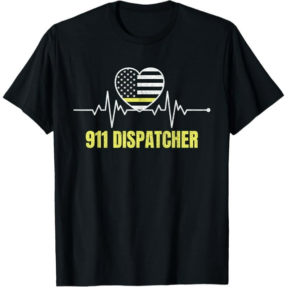 911 Dispatcher Thin Yellow Line Dispatch US American Flag T-Shirt