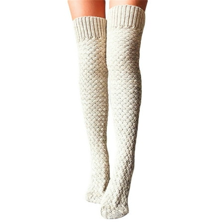 

Hopiumy Women Knee High Socks Cable Knit Over Knee Socks Long Socks Striped Socks Thigh High Stockings Leg Warmers Cotton Stocking