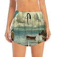 thumbnail image 2 of Balery Serene Coastal Blue Sky Pantalones cortos deportivos para mujer con forro y dos bolsillos, elásticos, para entrenamiento, gimnasio, yoga-XX-Large, 2 of 7