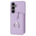 thumbnail image 4 of PU Leather Wallet Phone Case Compatible with Samsung Galaxy S24 FE,with Credit Card Holder 360° Rotating Ring Kickstand Shockproof Protective Rugged Phone Cover Snap Button Closure,Purple, 4 of 12