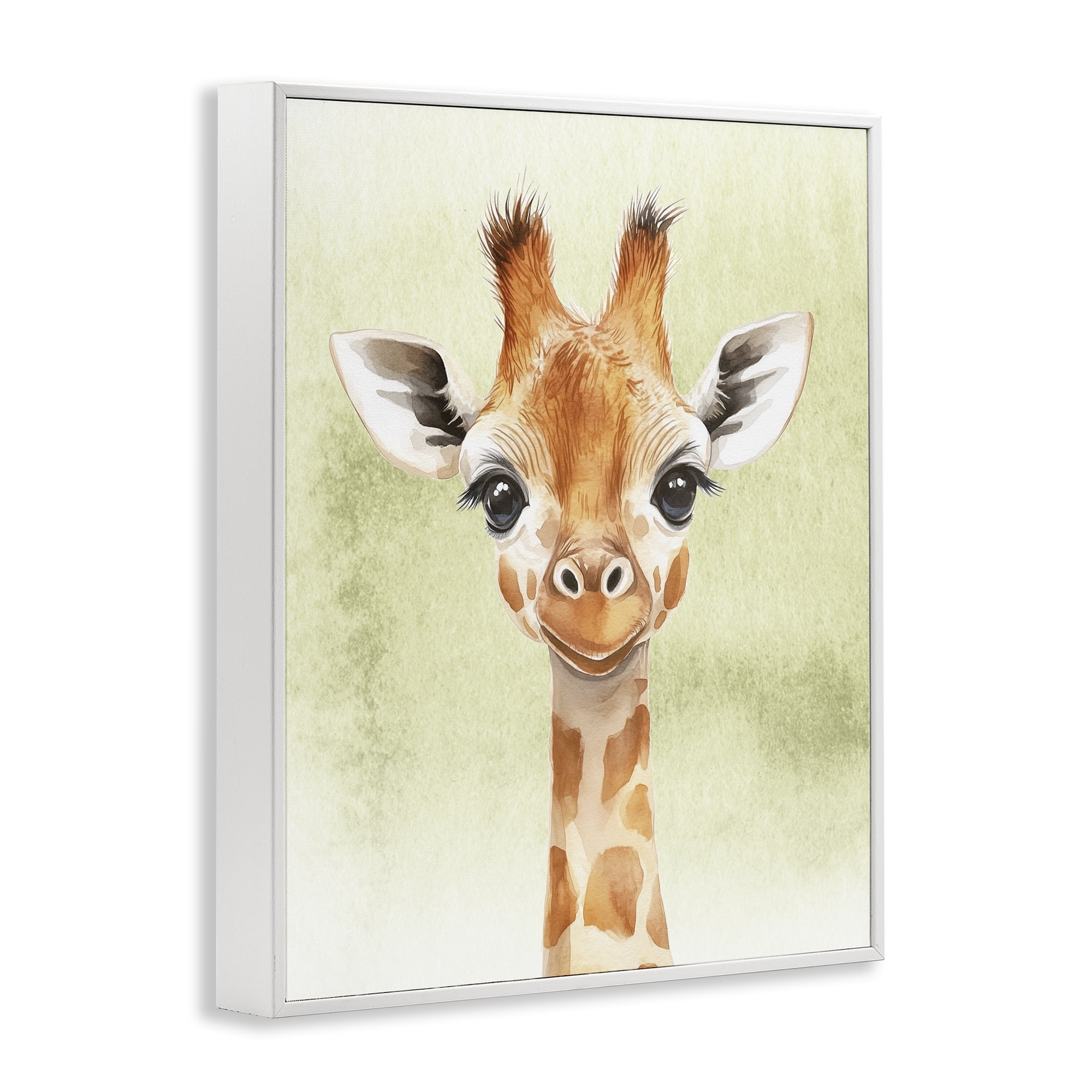 Stupell Industries Jungle Friends Baby Giraffe White Framed Giclee Art, design by Christine Simpson Art