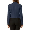 thumbnail image 4 of Women's Work Office Blazer Collarless Business Casual Suit Jacket Cropped Blazer XS Navy, 4 of 9