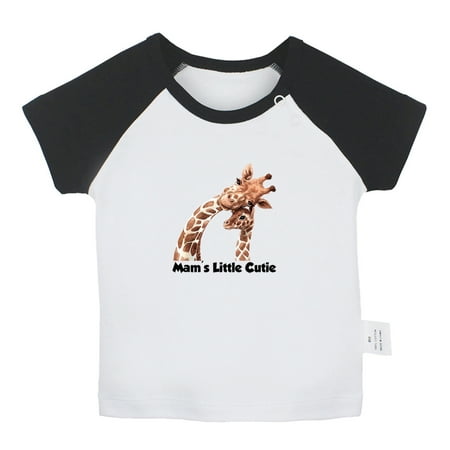 

Mam s Little Cutie Funny T shirt For Baby Newborn Babies Animal Giraffe T-shirts Infant Tops 0-24M Kids Graphic Tees Clothing (Short Black Raglan T-shirt 12-18 Months)