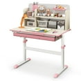 thumbnail image 1 of Gymax Kids Multifunctional Study Table Study Desk w/ Tiltable Desktop Book Stand Pink, 1 of 10