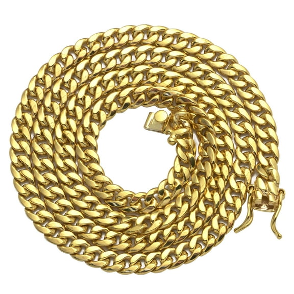 LOVEBLING 10k Yellow Gold 6mm Hollow Miami Cuban Necklace (16")