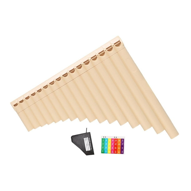 Instrumento de flauta de pan, llave de C con pegatina de nota y bolsa de almacenamiento, instrumento de viento de madera de 16 tubos, instrumento
