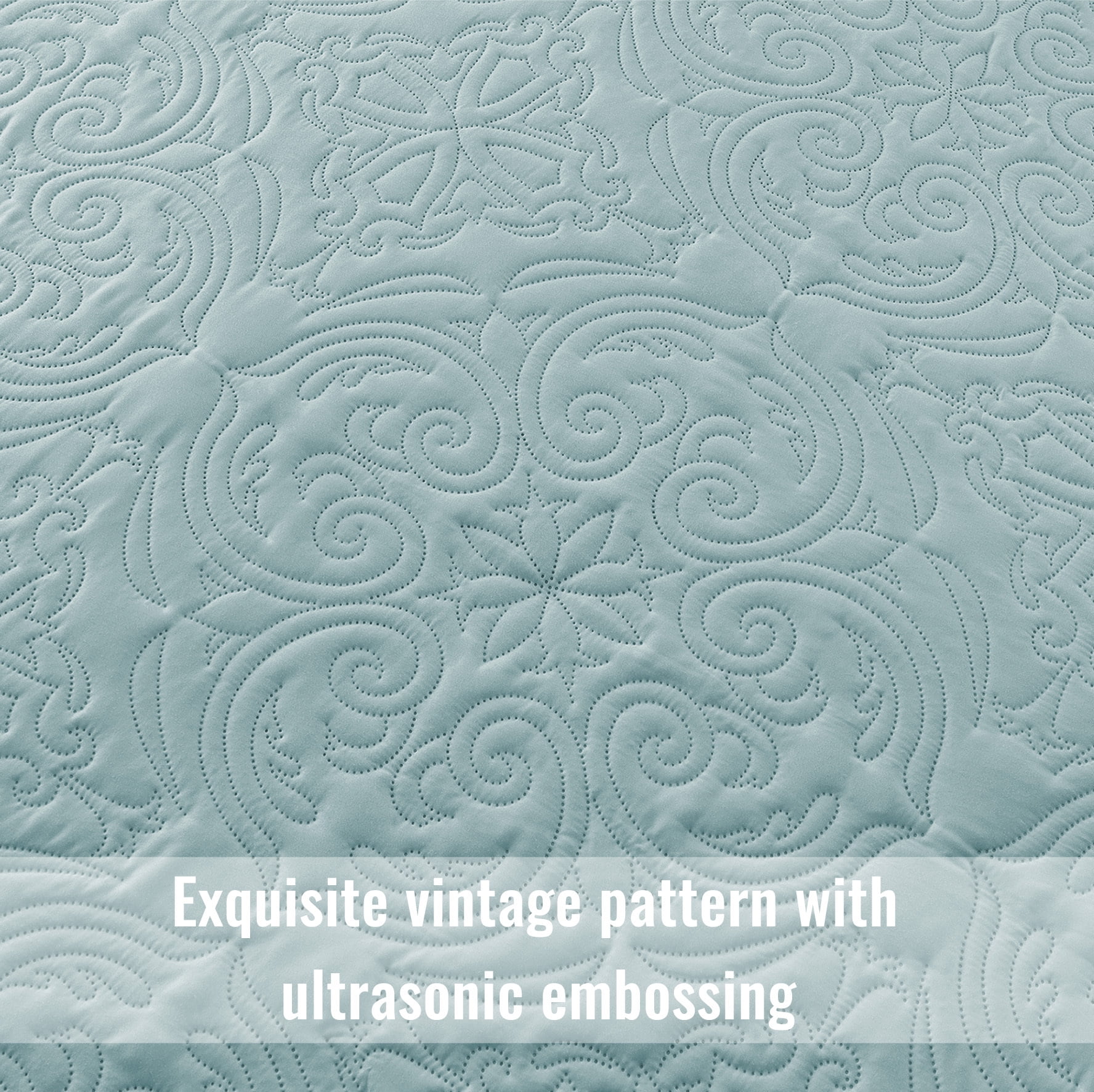 Exclusivo Mezcla Oversized King Quilt Bedding Set, Lightweight Vintage California Cal King Size Quilts with Pillow Shams, Soft Bedspreads Coverlets for All Seasons (112"x104", Aqua)