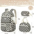 thumbnail image 2 of 3PCS Cute Corduroy Backpack Set with Lunch Box & Pencil Pouch for Travel Daypacks, Black Checkered, 2 of 7