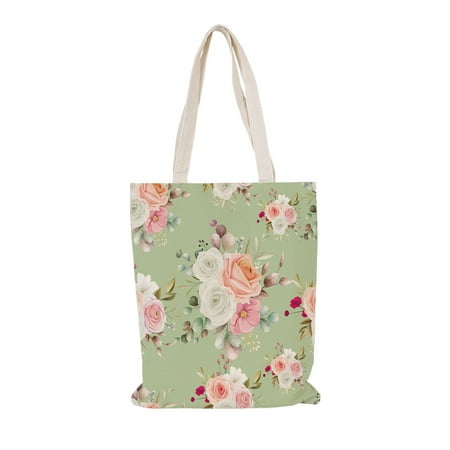 

Portable canvas bag Cute Print Women Canvas Bag Leisure Fashion Shoulder Bag Girls Zipper Casual Shopping Handbag Flower