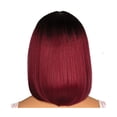 thumbnail image 2 of peluca pelo corto liso negro degradado rojo vino fiesta diaria peluca mujer natural como cabello real-Negro degradado rojo vino, 2 of 5