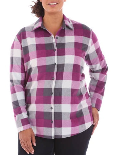 Lee Riders - Women's Plus Long Sleeve Fleece Shirt - Walmart.com ...