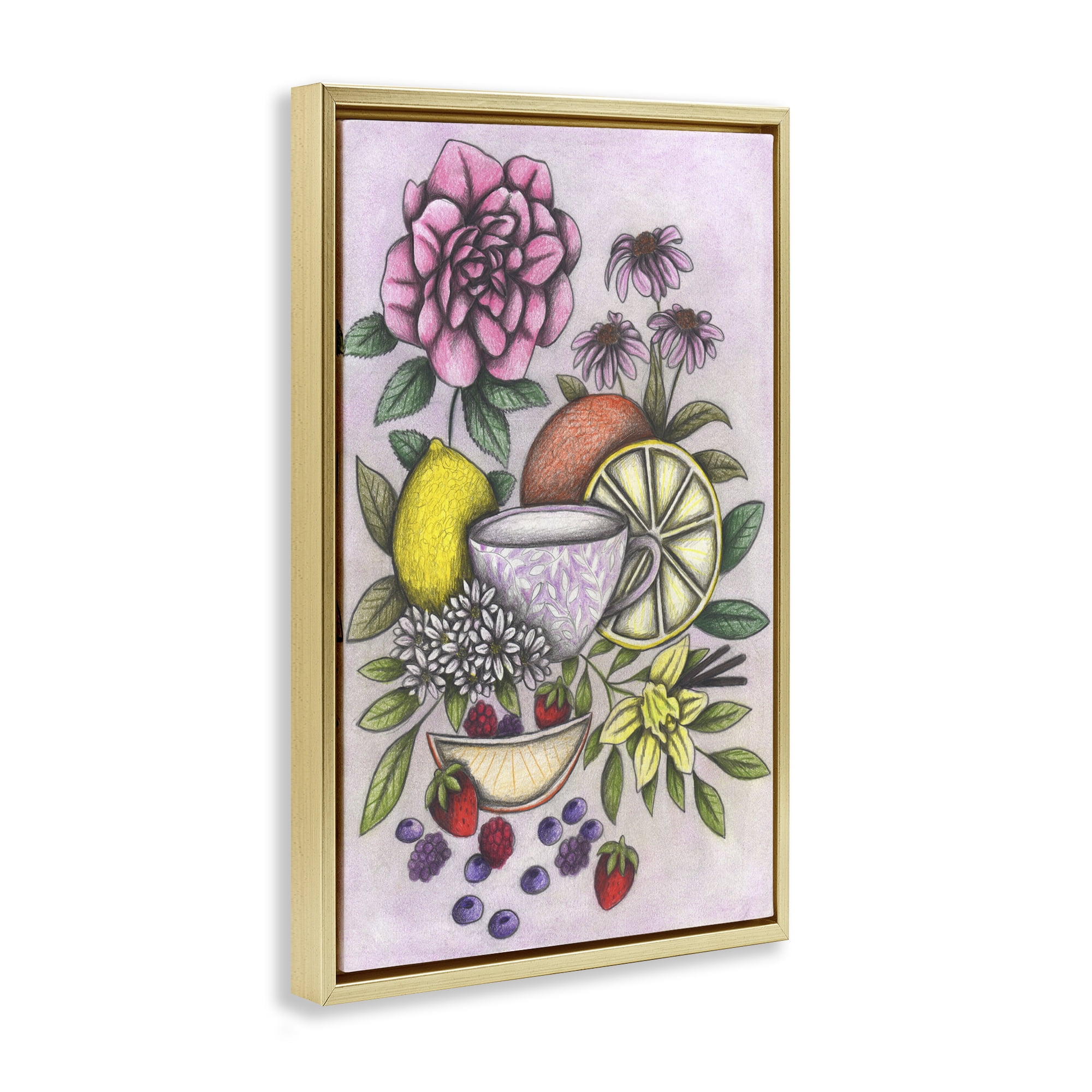 Rococo Tea with Fruits Gold Framed Floater Canvas Wall Art, design by Cecilia Battaini