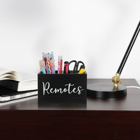 MLINS Remote Control Holder Desk Wooden Tv Remote Organizer With Compartments Living Room Remote Storage Box Rustic Media Organizer For Nightstand, Office Coffee Table