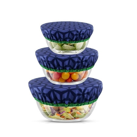 

Elastic Reusable Bowl Covers Stretch Wrap Washable 3 Sizes Bowl Dish Food Covers