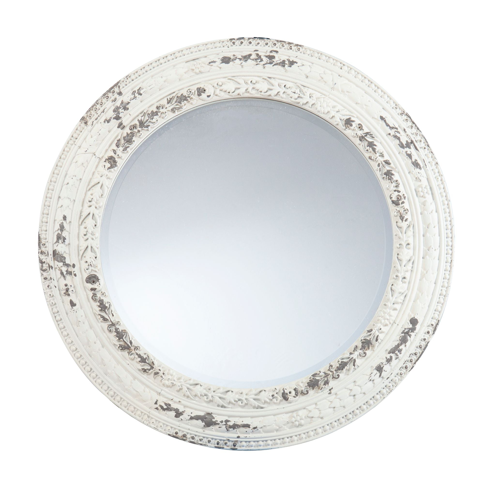 31 5 White Distressed Finish Wooden, How To Frame An Existing Oval Mirror