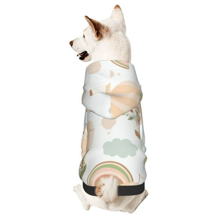 Haiem Air Balloon and Flower for Winter Dog Hoodie Sweatshirts with Pockets Warm Dog Clothes for Small Dogs Chihuahua-X-Small