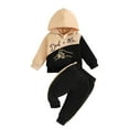 thumbnail image 2 of Hicidod Toddler Sweatsuit Set Hooded Sweatshirt Top Elastic Waist Pants 2pcs Outfits Cute Printed Fall Winter Casual Suit, 2 of 5