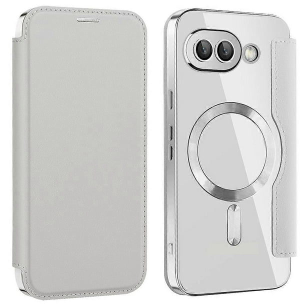 For Google Pixel 9a Case Compatible with MagSafe RFID Blocking Leather Phone Cover - Black