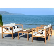 Safavieh Nunzio 4-Piece Eucalyptus Wood Outdoor Set in Teak Brown/Beige