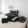 thumbnail image 5 of Homewish Black White Stripes Bedding Comforter Set 7pcs for Men, Abstract Ombre Line Queen Bedding Sets, Simple Fashion Style Reversible Queen Sheet Sets, Super Cozy Room Decor, 5 of 7