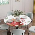 thumbnail image 5 of Christmas Gingerbread Round Tablecloth for 45-54 Inch Tables,Fitted Table Cover with Elastic Edge,Winter Xmas Balls Candy Pine Leaf Waterproof Outdoor Table Cloth Protector for Patio Garden Dinner, 5 of 9