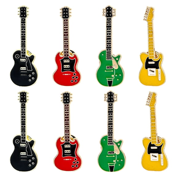 8 Pcs 4 Colors Enamel Pins for Backpacks Colorful Cute Guitar Enamel Lapel Pins Brooch Pins Pin for Bag Hat Clothes Jacket Decoration 46x17mm