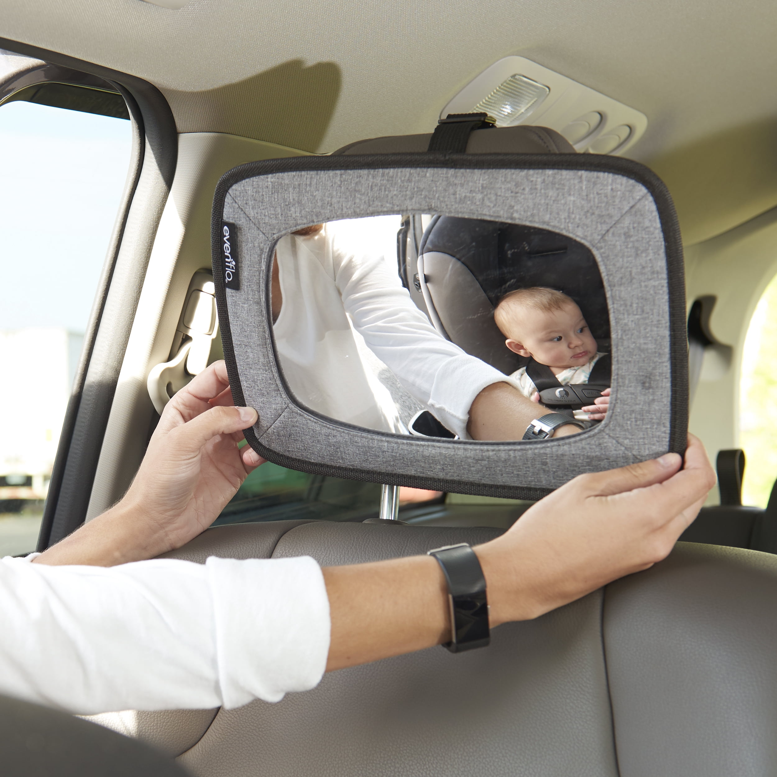 Evenflo Backseat Baby Mirror For Rear-Facing Child (Grey Melange)