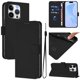 thumbnail image 2 of For iPhone 15 Pro Case Solid Color Wallet Leather Phone Cover with Strap - Black, 2 of 5