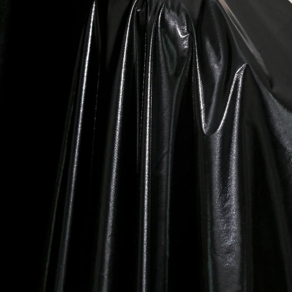 Namzi Shiny Reflective Faux Leather Fabric for Sewing, DIY Clothes Fabric, Stretchy PU Leather for Craft,1 Yard,Black