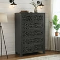 thumbnail image 6 of Taran Designs Fillian 6-drawer Floral Carved Solid Wood Chest in Black, 6 of 13