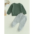 thumbnail image 3 of Loliuicca Toddler Baby Boy Clothes Solid Color Long Sleeve Crewneck Sweatshirt Top Casual Pants Set 2Pcs Fall Winter Outfits, 3 of 8