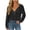 Black, variant on Women Lace Wrap Tie Front Puff Sleeve Smocked Hollow Out V Neck Long Sleeve Floral Casual Boho Elegant Vacation Beach Party Loose Blouse, Black M