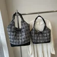 thumbnail image 2 of MBTI Elegante bolso de mano para mujer, estético, de gran capacidad, a cuadros, nuevo bolso de hombro de moda, exquisito bolso de compras literario para mujer, 2 of 5