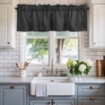 thumbnail image 2 of Black Burlap Texture Farmhouse Short Window Curtain Valances, Farmhouse Vintage Black Rod Pocket Kitchen Valances for Living Room Bedroom Bathroom Cafe 42" x 12", 2 of 8