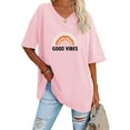 thumbnail image 2 of T-shirt Ample à Imprimé Lettrage, Manches Longues, Polyester, Femme, Épaule, Col Ras du Cou, Manches Courtes Longues, Haut à Manches Thermiques pour Femme, 2 of 5
