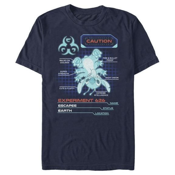 Men's Lilo & Stitch Experiment 626 Schematics  Graphic Tee Navy Blue Small