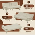 thumbnail image 2 of Homall  Futon Sofa Bed with Armrests and Cup Holders,Adjustable Backrest Angles,Convertible bed,Beige, 2 of 7