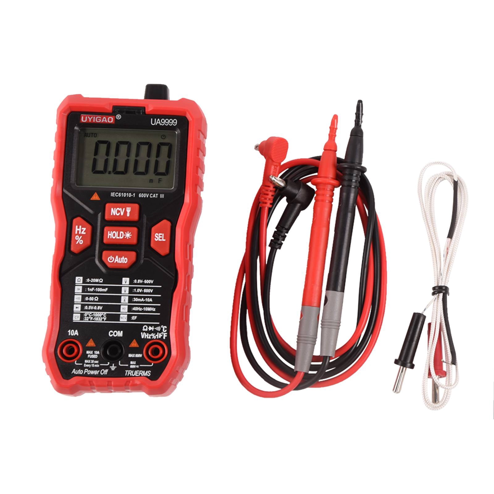 DAWOT Digital Clamp Meter TRMS 6000 Counts, Clamp Multimeter AC/DC Voltage Clamp Meter AC/DC Current Meter Auto-ranging Measures Resistance, Capacitance, Temperature, Diodes, Continuity