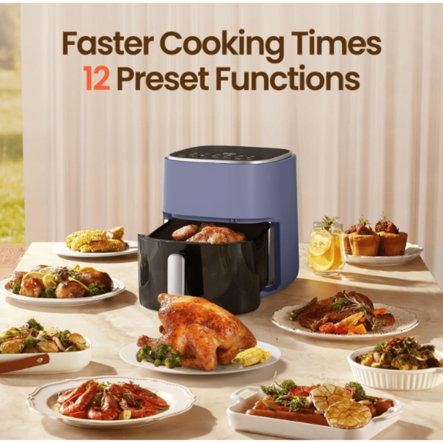 Air Fryer 12-in-1, Compact & Large 5.5-Qt Airfryer, 100-400℉ Precise Heat, 360°Hot Air Circulation, 95% Less Oil, Quick Easy Meals, Bake, Dry, Reheat, Frozen, Broil, Proof
